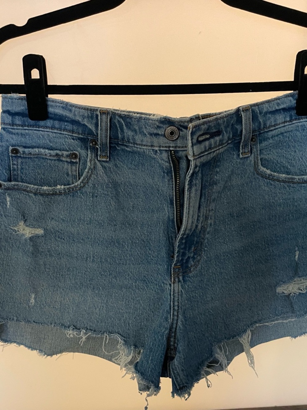 Abercrombie & Fitch Medium Blue Distressed Denim Cutoff Shorts